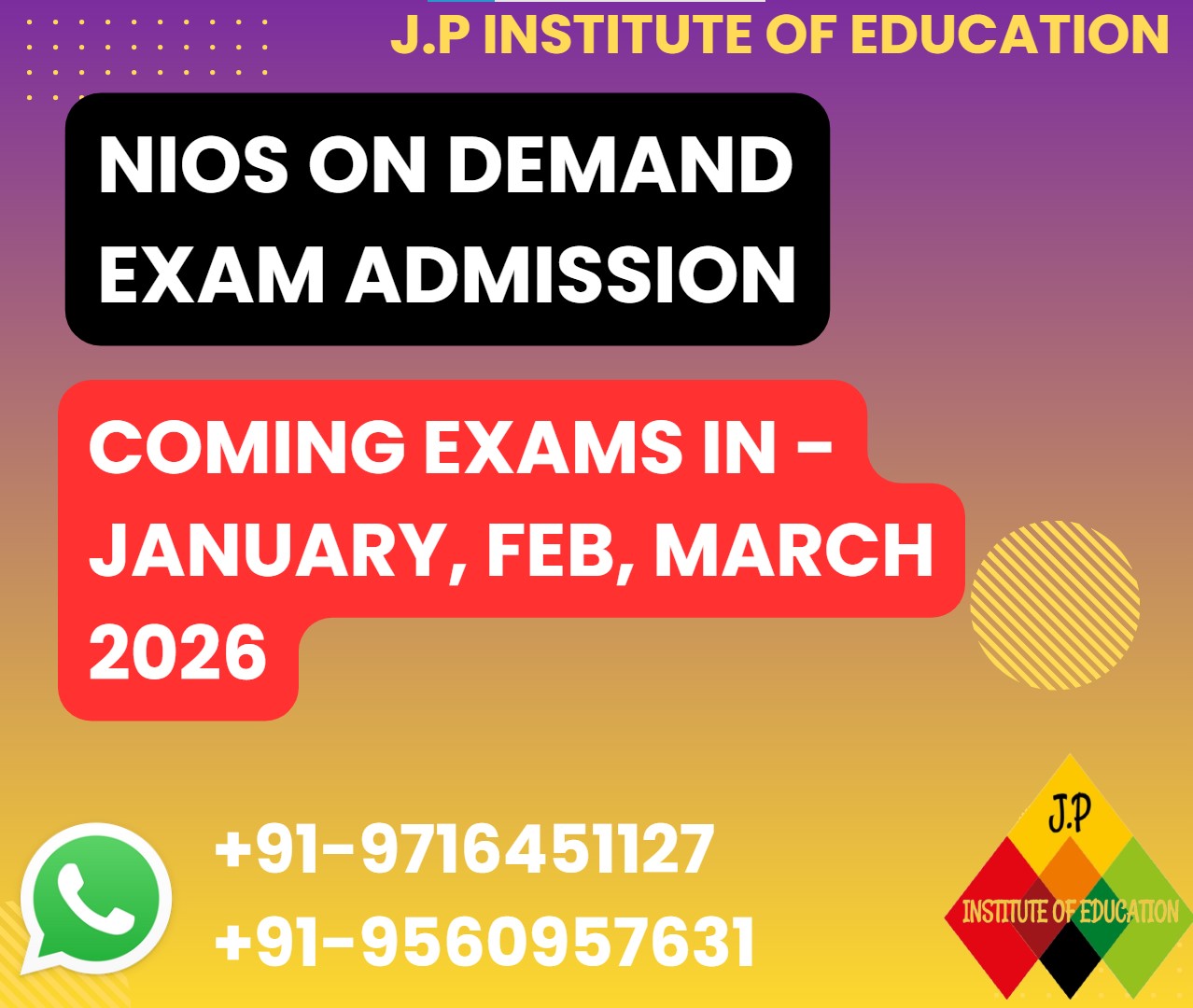 NIOS ON DEMAND EXAM 10TH & 12TH CLASS