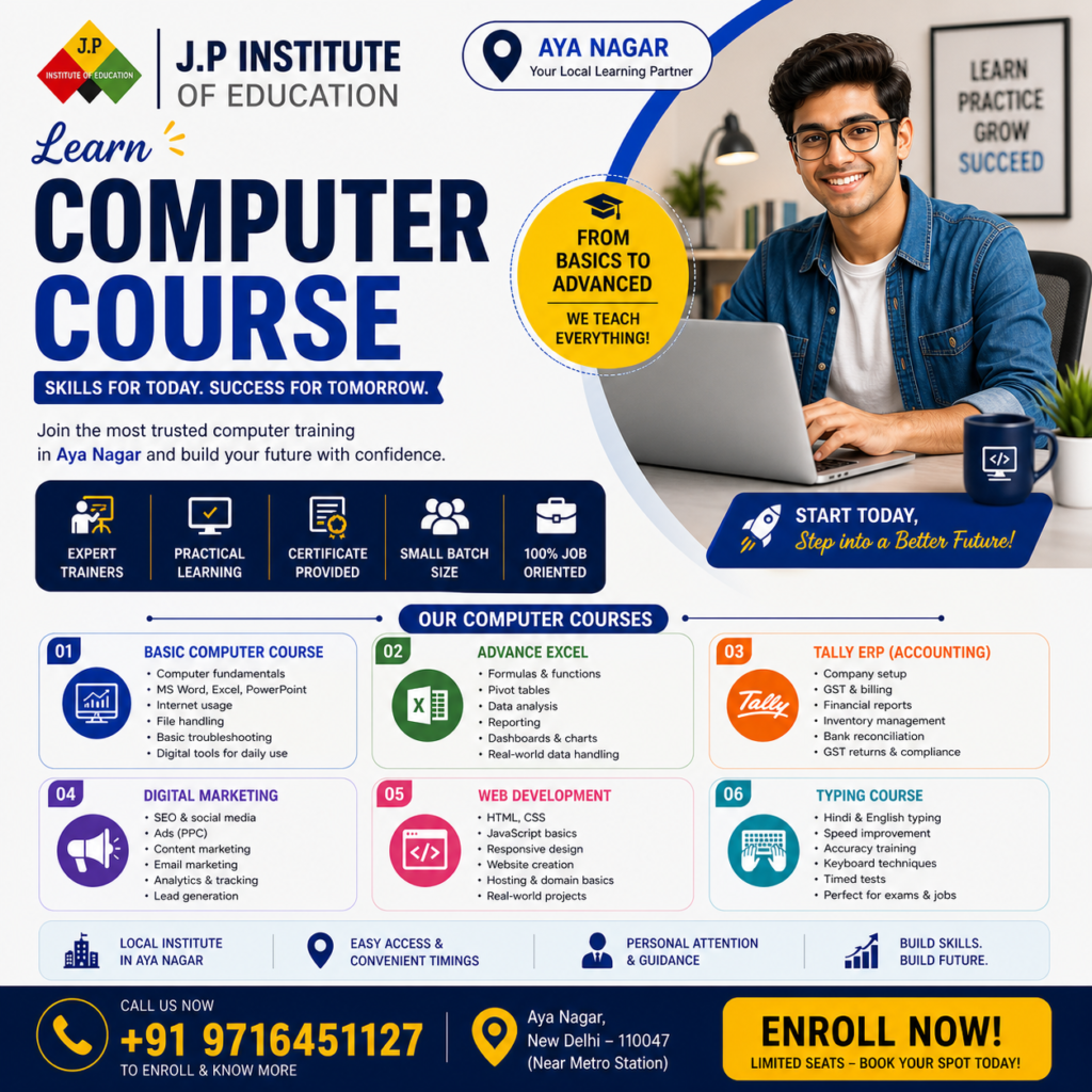 Computer course enrolment at Aya Nagar